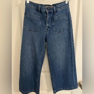 JCrew 26P wide leg cropped denim jeans